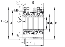 推力角接觸球軸承 ZKLF50115-2RS-2AP, 配對(duì)，雙向，螺釘安裝，兩側(cè)唇密封