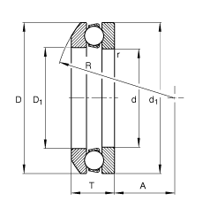 推力深溝球軸承 53311 + U311, 根據(jù) DIN 711/ISO 104 標(biāo)準(zhǔn)的主要尺寸，單向，帶球面軸承座圈和座圈，可分離