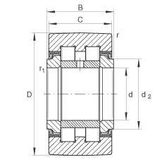 支撐型滾輪 PWTR45100-2RS, 滿裝滾子，軸向引導(dǎo)，兩側(cè)唇密封