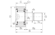 螺栓型滾輪 KR16-SK-PP, 軸向引導(dǎo)，兩側(cè)用塑料推力平墊圈