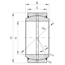 關(guān)節(jié)軸承 GE90-DO-2RS, 根據(jù) DIN ISO 12 240-1 標(biāo)準(zhǔn), 需維護(hù)，兩側(cè)唇密封