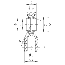 液壓桿端軸承 GIHNRK16-LO, 根據(jù) DIN ISO 12 240-4 標(biāo)準(zhǔn)，帶右旋螺紋夾緊裝置，需維護(hù)