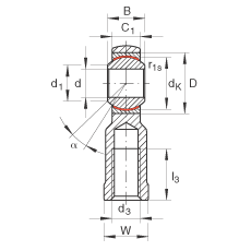 桿端軸承 GIKR10-PW, 根據(jù) DIN ISO 12 240-4 標(biāo)準(zhǔn)，帶右旋內(nèi)螺紋，需維護(hù)