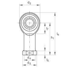 桿端軸承 GIKR10-PW, 根據(jù) DIN ISO 12 240-4 標(biāo)準(zhǔn)，帶右旋內(nèi)螺紋，需維護(hù)