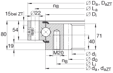 四點接觸球軸承 VSI250955-N, 標準系列 25， 內(nèi)部的齒輪齒，兩側(cè)唇密封