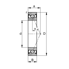 主軸軸承 HSS7005-E-T-P4S, 調(diào)節(jié)，成對(duì)安裝，接觸角 α = 25°，兩側(cè)唇密封，非接觸，限制公差