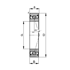 主軸軸承 HCS71909-C-T-P4S, 調(diào)節(jié)，成對安裝，接觸角 α = 15°，兩側(cè)唇密封，非接觸，限制公差