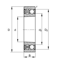 自調(diào)心球軸承 2208-K-2RS-TVH-C3, 根據(jù) DIN 630 標(biāo)準(zhǔn)的主要尺寸, 錐孔，錐度 1:12，兩側(cè)唇密封