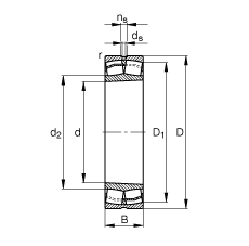 調(diào)心滾子軸承 23030-E1-K-TVPB, 根據(jù) DIN 635-2 標(biāo)準(zhǔn)的主要尺寸, 錐孔，錐度 1:12